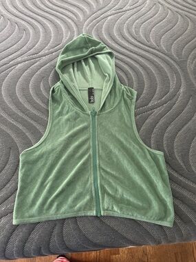 bobi Sage Green Sleeveless Hooded zip up